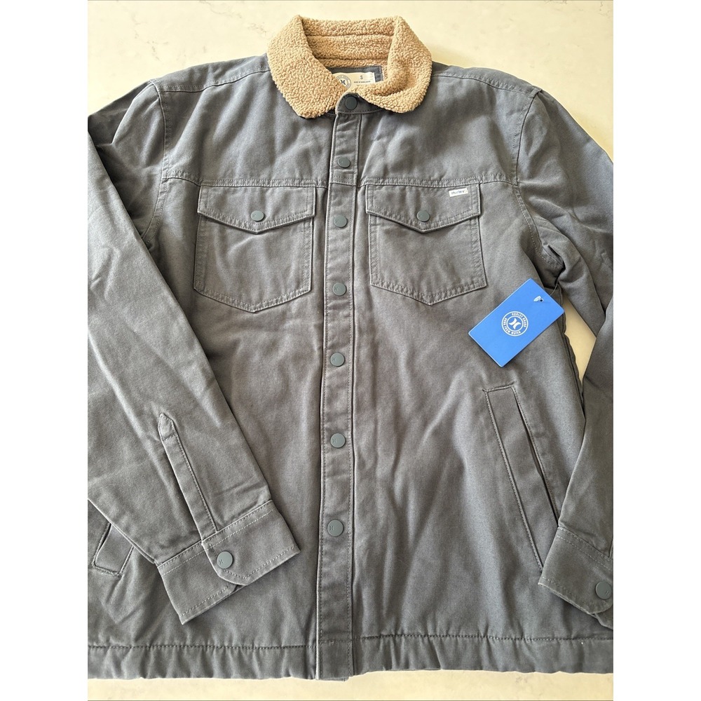 Men's Hurley Canvas Shirt Jacket S Sherpa Collar Barn Chore Coat Shacket New